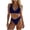 Navy, variant on Bikini Swimsuits for Women Tummy Control Solid 2 Piece Swimwear Wireless Padded Casual Bathing Suits Set