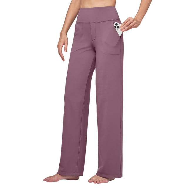 Pantalones de yoga Willit, vestido ancho de trabajo con bolsillos para mujer