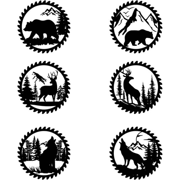 Calcomanías de pared con diseño de animales, calcomanías de arte de pino y bosque, pegatinas de pared de ciervo, oso y lobo, decoración de pared con animales decorativos.