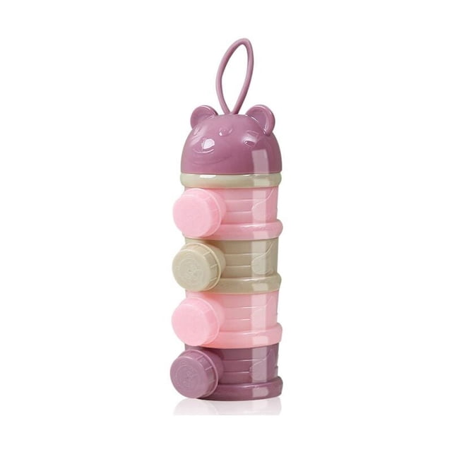 Dosificador para bebés 4 compartimentos Dispensador de leche en polvo para fórmula para bebés Dispensador de caja dosificadora Caja de leche en polvo para fórmula infantil portátil se puede apilar (r