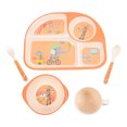 thumbnail image 1 of EeaseCA 1 Set Cartoon Child Baby Tableware Set Bamboo Fiber Compartmental Dinner Plate, 1 of 7