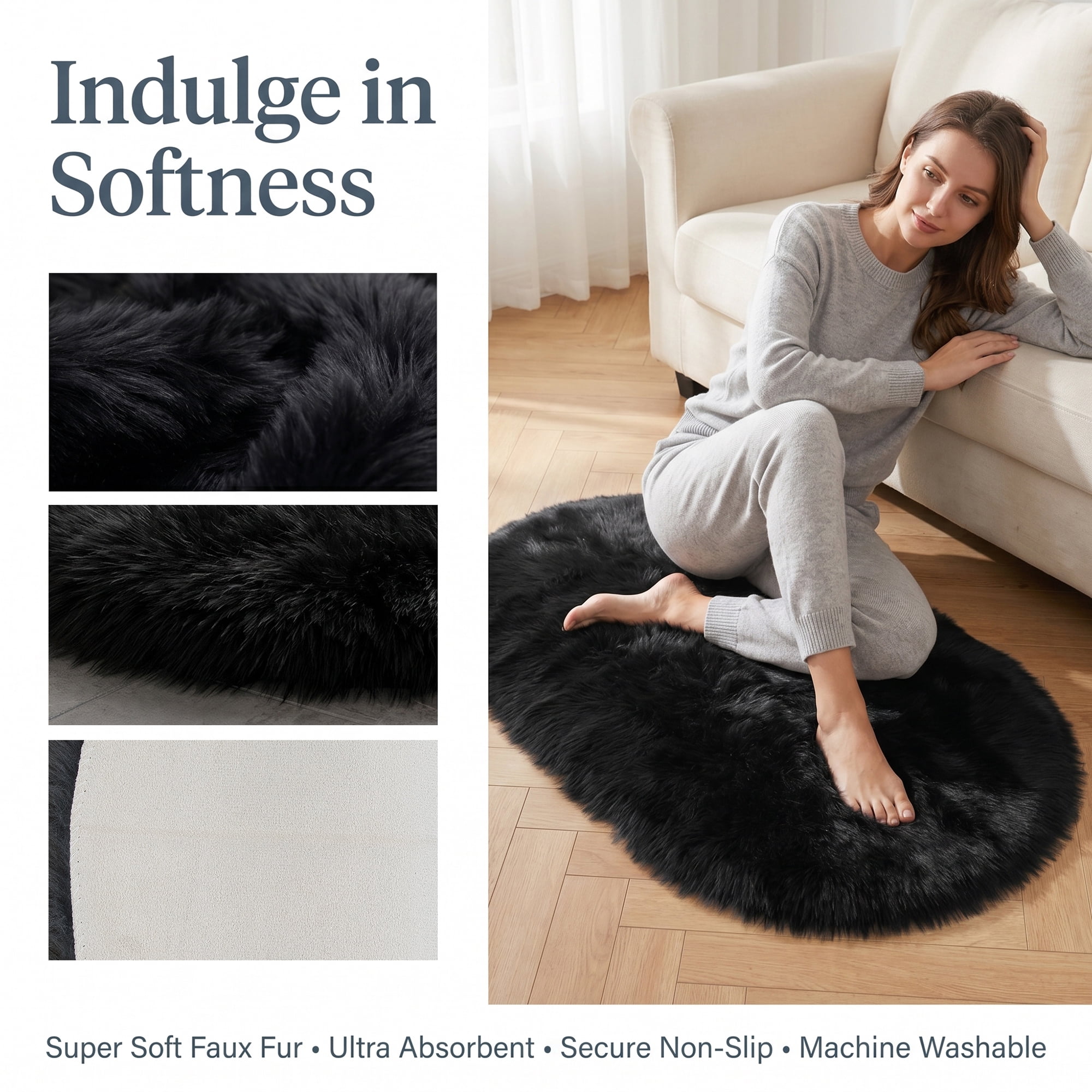 Unique Bargains Shaggy Area Rug Ultra Fluffy Non-Slip Fuzzy Carpet 32" x 20" Dark Gray