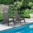 thumbnail image 3 of Hidpriva Outdoor Folding Adirondack Chair with Cup Holder, HDPE Weather Resistant Fire Pit Chair, Black(Set of 2), 3 of 7