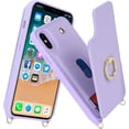 thumbnail image 2 of for iPhone X/XS Case with Card Holder and Strap for Women,Crossbody Lanyard,Kickstand Ring Stand,Snap Clasp,Phone Wallet Cases 5.8 inch(Purple), 2 of 17