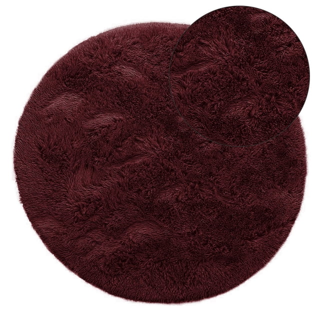 Bearachild Alfombra redonda de 8 colores para el hogar, sala de estar, dormitorio, alfombra de moda, cojín de poliéster, alfombra larga de felpa para el Conjuntos de muebles de dormitorio vino rojo Bearachild HA001679-03