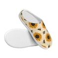 thumbnail image 3 of Rateoe Sunflowers And Bee Print Women's Men's Cotton Knit Slippers Lightweight Memory Foam Indoor House Shoes with Anti-Skid Sole-42/43, 3 of 7
