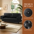 thumbnail image 6 of Leumius 74.5"W 3-Seater Sofa Loveseat Sofa Faux Leather Breathable Upholstered Sofa Couch with Solid Wood Legs for Living Room, Apartment & Office,Black, 6 of 8