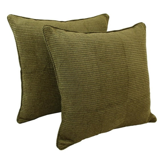25-inch Double-corded Patterned Jacquard Chenille Square Floor Pillows with Inserts (Set of 2), Gingham Brown