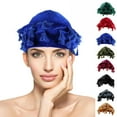 thumbnail image 6 of ZACPNCV Turban Head Wraps for Men Satin Lined Turban for Women Vintage Twist Velvet Durags Gifts Blue M, 6 of 6
