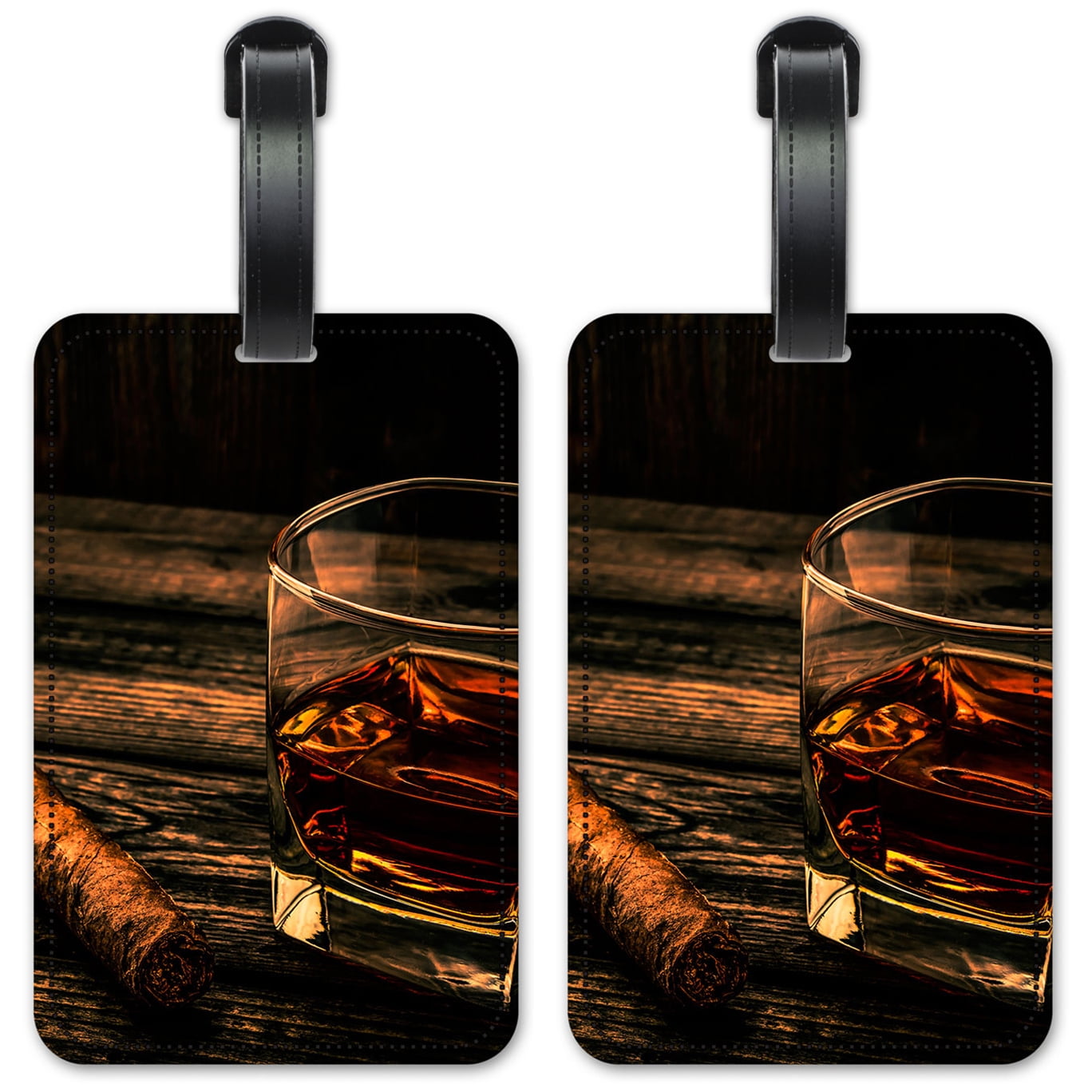 Cigar & Whiskey Luggage ID Tags / Suitcase Identification Cards Set