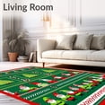 thumbnail image 2 of ODIKA 5'x7' Machine Washable Non-Slip Area Rug, Whimsical Christmas Tree Forest with Gnome Parade and Cane Accents High Traffic Rug, Red, 737584, 2 of 7