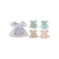 thumbnail image 3 of Douhoow Tulle Romper Dress for Newborn Baby Girl Short SleeveFlower Embroidery Ribbed Bodysuit Headband 0-18 Months, 3 of 9