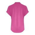 thumbnail image 5 of WULMLEO Linen Tops for Women Cotton Shirts Womens Short Sleeve Trendy Summer Casual Basic Tees V Neck Shirt Layering Fitted Tshirt Hot Pink XL, 5 of 6