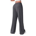 thumbnail image 5 of KDDYLITQ Womens Flare Sweatpants High Waist Drawstring Yoga Pants Wide Leg Baggy Pants Trendy Size Plus Trousers Dark Gray 2XL, 5 of 5