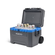 Igloo 52 QT Overland Ice Chest Cooler with Wheels, Gray and Blue