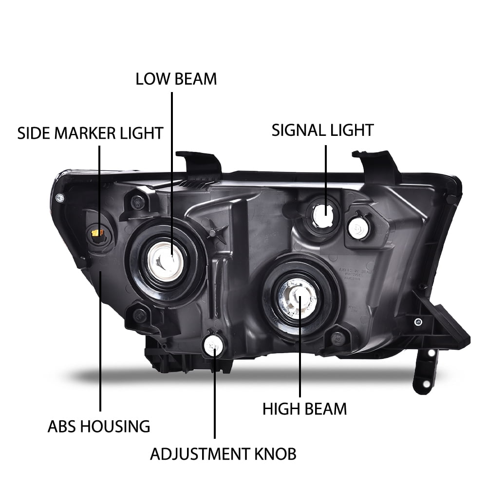 CROSSDESIGN 2x Factory Style Headlights Fit for Toyota Tundra 2007-2013/Sequoia 2008-2017