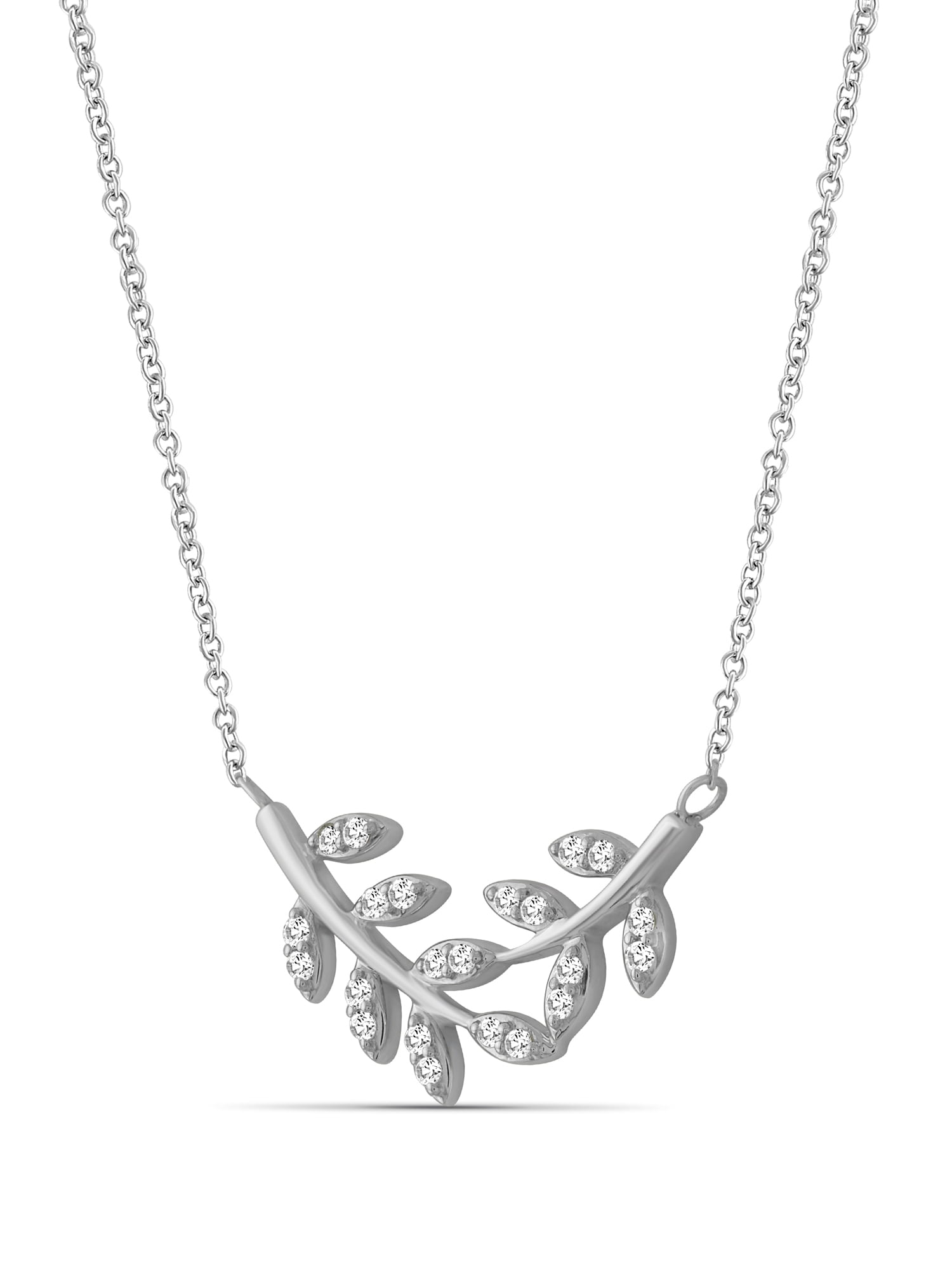 JewelersClub 1/4 Carat T.W. White Diamond Sterling Silver Leaf Necklace