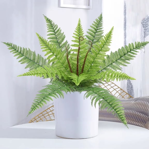 Yhmxh Artificial Ferns for Outdoors, Realistic 20in Diam Boston Ferns Artificial Potted Plants Large, Natural Shrubs Faux FernsPotted Plant in Pot for Indoors Home Garden Farmhouse Decoraction
