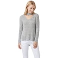 thumbnail image 3 of YEMAK Women's V-Neck Choker Style Side Slit Casual Knit Pullover Sweater MK8143-GRY-M, 3 of 4