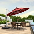 thumbnail image 2 of PURPLE LEAF 10FT Deluxe Round Solar Powered LED Patio Umbrella with Base, Large Offset Cantilever Umbrella with 360° Rotation, Terra, 2 of 14