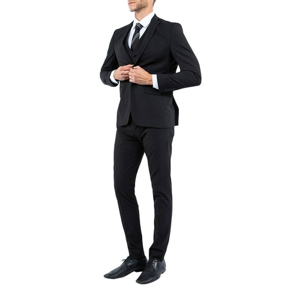 Julinie Men's 3-Piece Suit Set with Jacket, Vest, and Expandable Waist Dress Pants