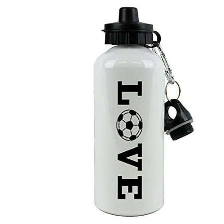 50 Ml Water - White Aluminum Black LOVE Soccer, 20-Ounce (600 ML) Sport Water Bottle with Sports Top, Carabiner