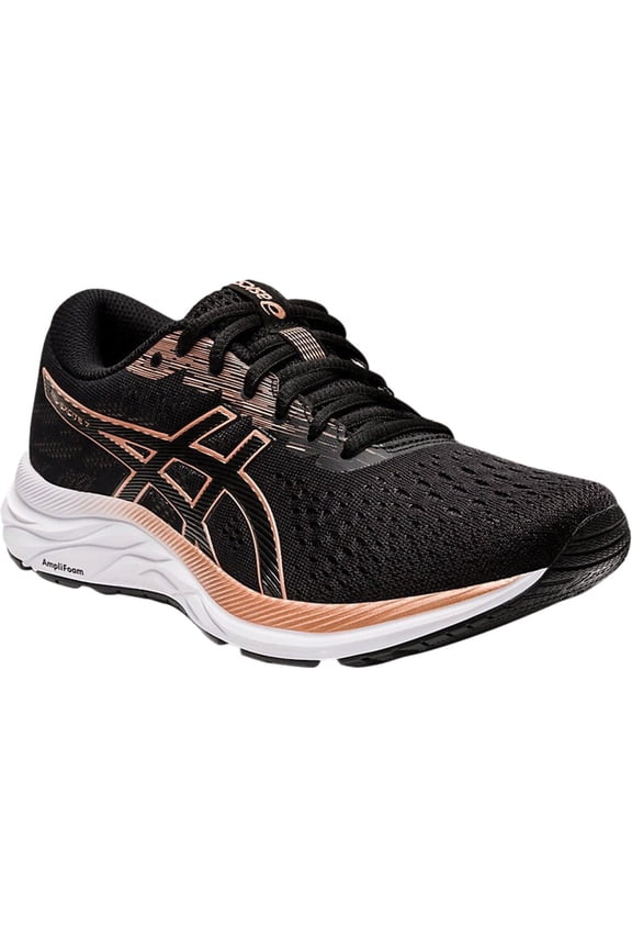 Women's ASICS GEL-Excite 7 Running Sneaker Black/Rose Gold 6 B
