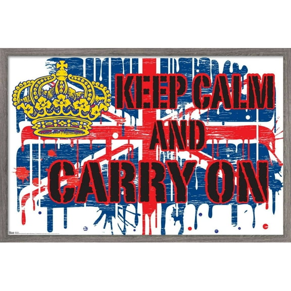 Keep Calm Wall Poster, 14.725" x 22.375", Framed