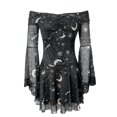 thumbnail image 5 of SRZYMJ Women High Waist Lace Up Tiered Ruffle Skirt Textured Fabric Bodycon Asymmetrical Hi Low Hem Gothic Steampunk Party Cocktail Midi Skirt M, 5 of 5