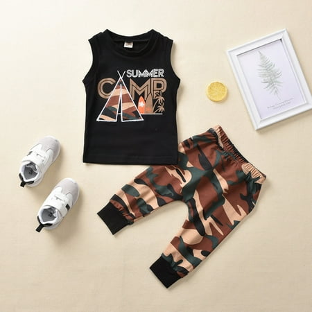 

RPVATI Infant Baby Toddler Child Children Kids Clothes Short Sleeve Letter Printed T Shirts + Pants Set 2 Pieces Summer Outfits Set