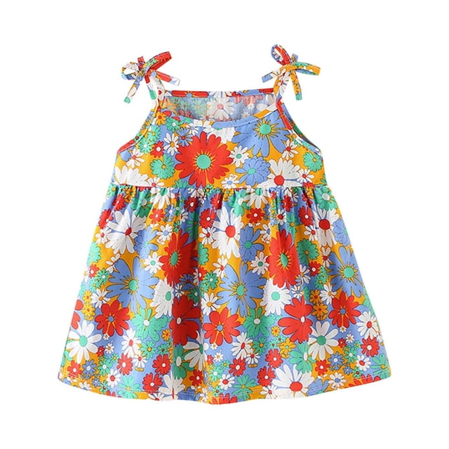 Vestido Para Niñas Ropa Para Bebés Ropa De Verano Para Niños Pequeños Vestido Sin Mangas Con Tirantes Estampado Gráfico Ropa Para Niños Rojo Odeerbi LM103-2127