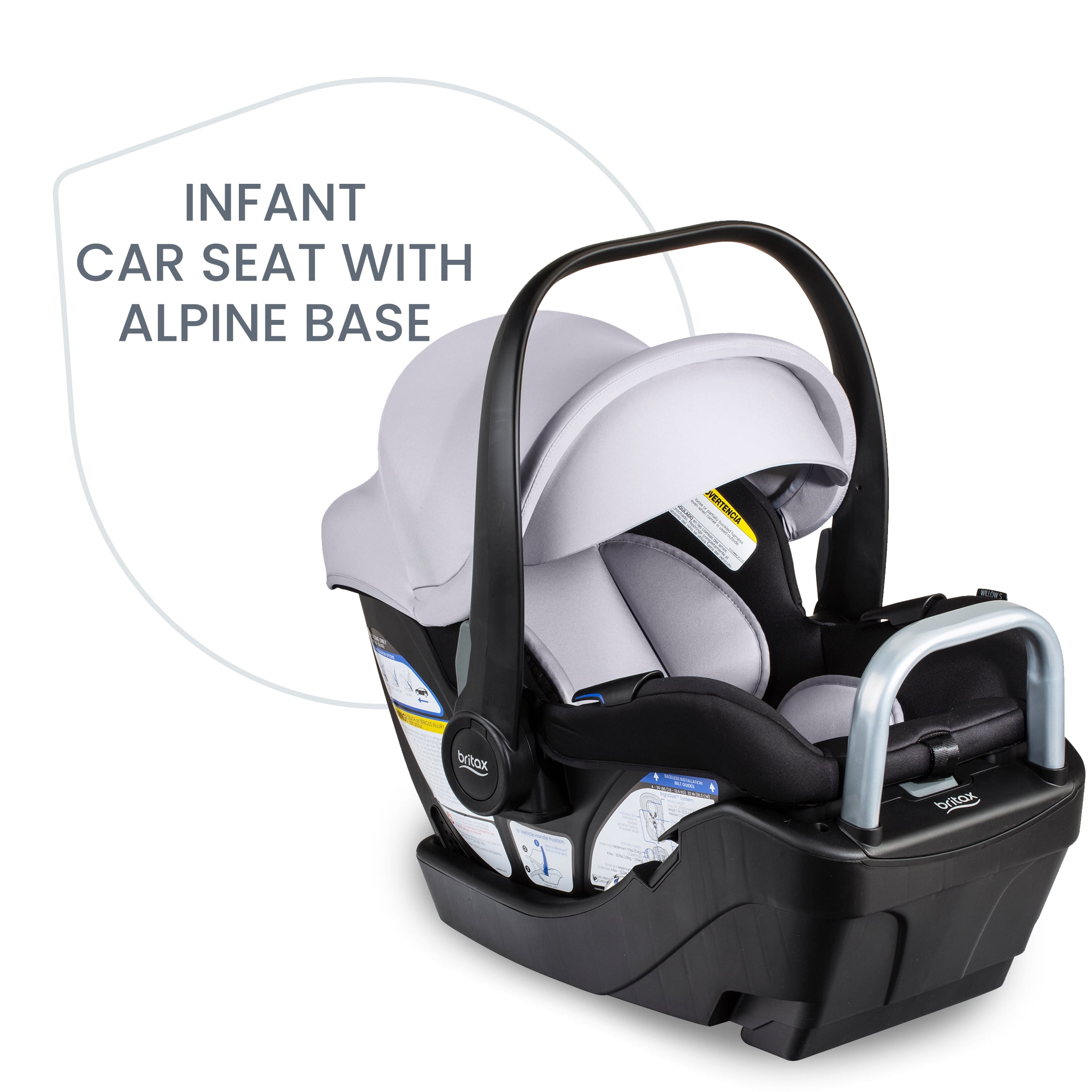 Britax Willow S Infant Car Seat With Alpine Base, Rear Facing Car Seat, Glacier Onyx