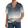 thumbnail image 3 of Balery 3d Lighthouse in the Surf Men's Casual Button Down Shirt Short Sleeve Textured Summer Cuban Beach Shirts-XX-Large, 3 of 7