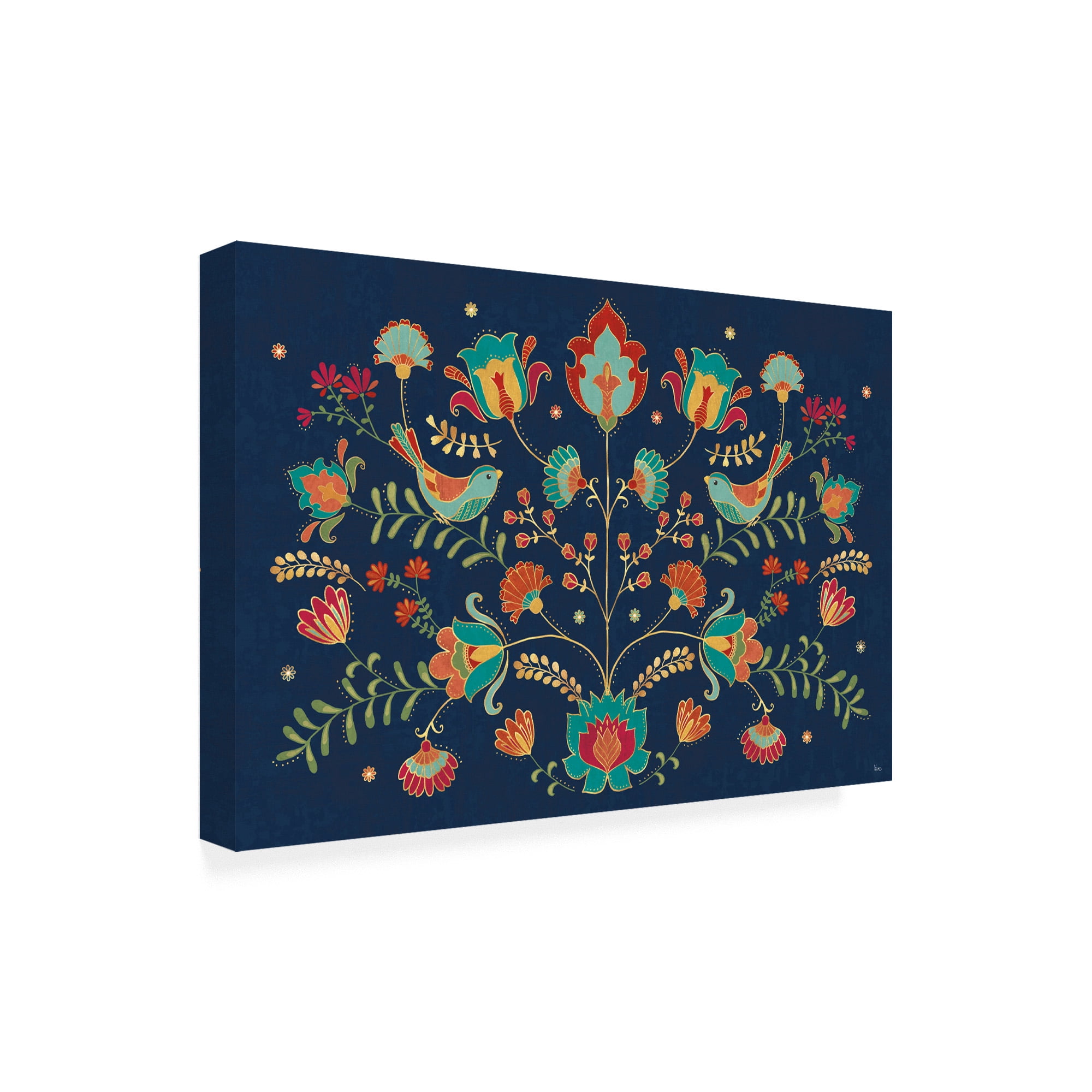Trademark Fine Art 'Folk Floral 1 Dark' Canvas Art by Veronique Charron