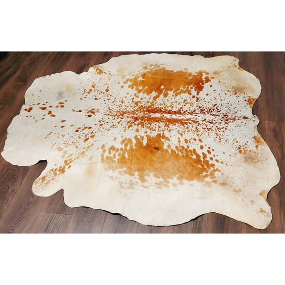 Real Tricolor Cow Skin Area Rug Hair on Leather Hide 6.5 ft X 6.5 ft - 45 x 45 sq.ft Approx. Multicolor Led Lights, Motion Sensor, USB & Battery Power Option