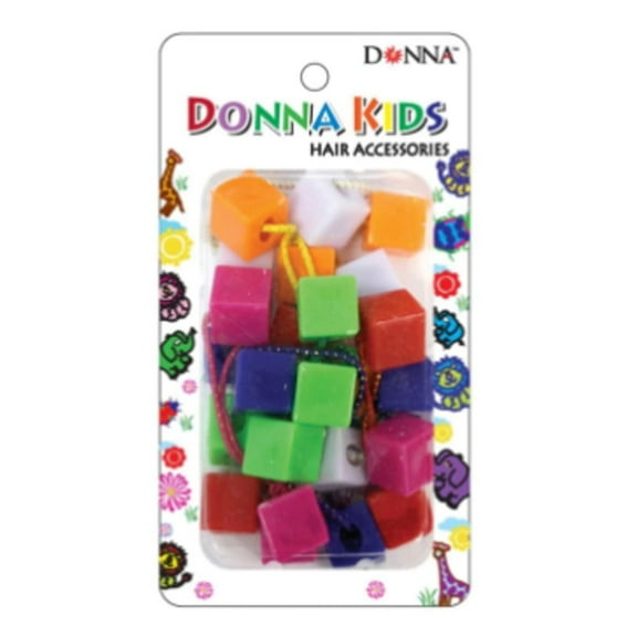 Donna Kids Ponytail Cube Bands, Assorted Colors, 12 Ea..