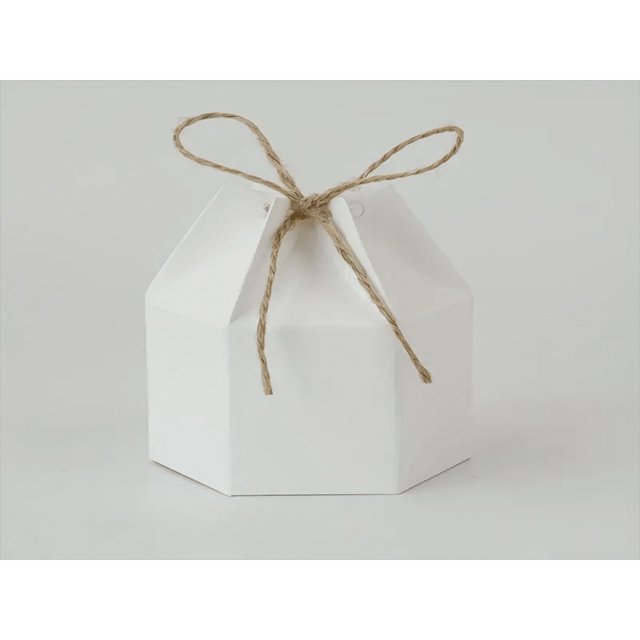 LNGOOR 10pcs Paper Gift Box - Hexagon Shaped Oxidized Leather Paper Packaging Box With Jute Rope For Candy Chocolate Wedding Party Favor