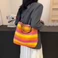 thumbnail image 4 of Women Straw Woven Handbag Drawstring Tote Clutch Bags for Seaside (Multicolor) Shoulder Bags for Women, 4 of 10