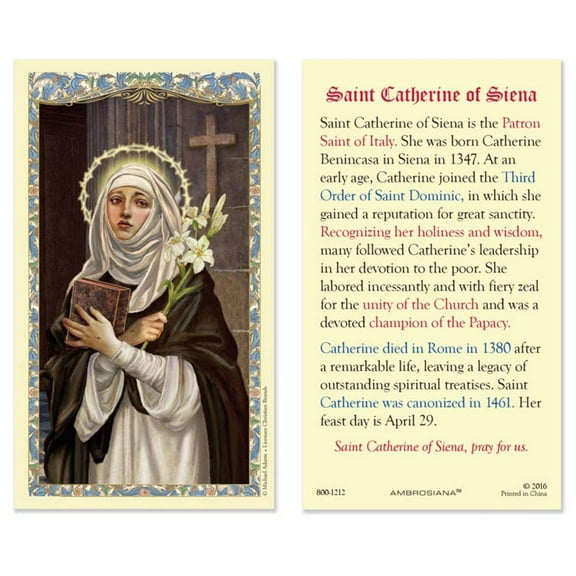 St. Catherine of Siena Laminated Holy Card