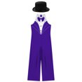thumbnail image 3 of TiaoBug Kids Girls Magician Outfit Sleeveless Bowtie Tuxedo Leotard Jazz Dance Jumpsuit with Hat Purple 16, 3 of 5