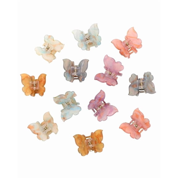 AWAYTR Mini Small Hair Clips 12PCS, Cute Acrylic Jaw Clips for Daily Hairstyling, Portable Classic Accessories for Women & Girls