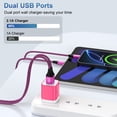 thumbnail image 6 of USB Charger Block, 3 Pack USB Wall Charger with 6FT Type C Charger Cable Cord USB-C Charging Cable, Dual Port Phone Charger Android Fast Charging Block USB Plug Adapter USB Charging Block[Pink], 6 of 7