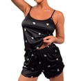 thumbnail image 1 of Gibobby pijama casual y cómodo Ropa de dormir con estampado de mujer, conjunto de pantalones cortos sin mangas de realce Sexy de dos piezas, ropa interior Sexy, traje de dormir, pijama (Negro, M), 1 of 5