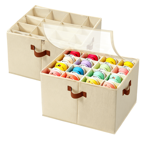GARITIN 2‑Pack Shoe Organizer for Closet, Closet Shoe Organizer with Clear Window, Non‑Woven Fabric Shoe Box for Bedroom