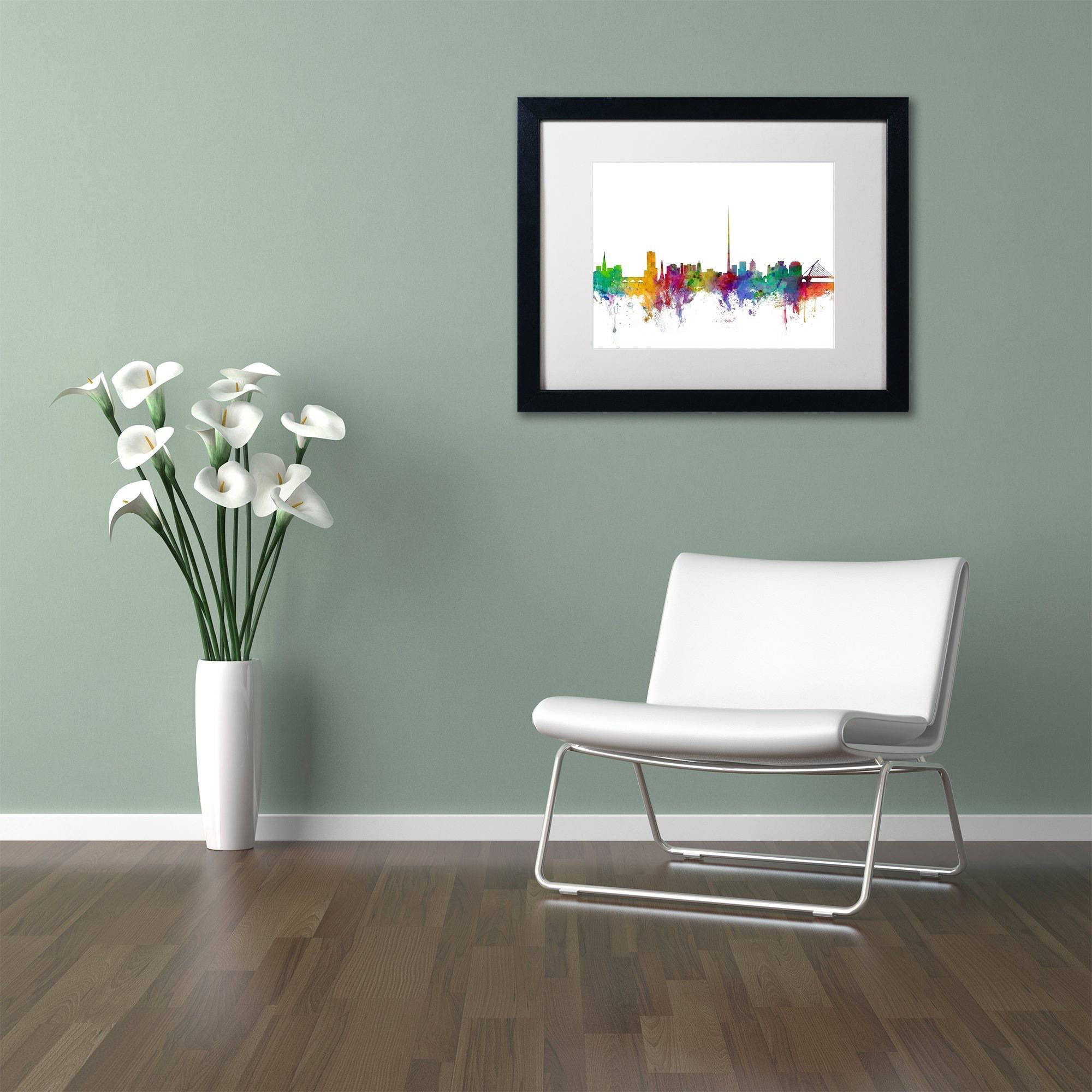 Trademark Fine Art 'Dublin Ireland Skyline' Canvas Art by Michael Tompsett, White Matte, Black Frame
