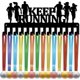 thumbnail image 1 of Perchero para medallas de carrera, organizador de medallas de metal negro de hierro, pequeño, para montar en la pared, con 14 ganchos para premiar a corredores, maratones, carreras, 11,4 x 5,1, 1 of 7