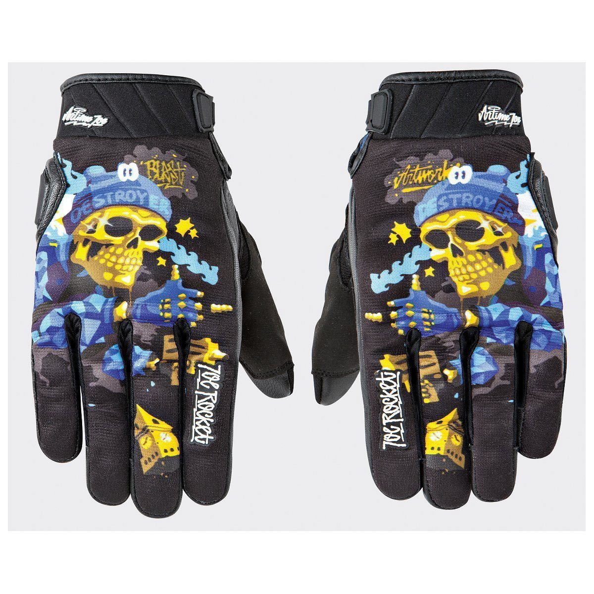 Joe Rocket Artime Joe Destroy Men's Blue Leather Gloves 2X-Large ...