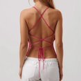 thumbnail image 4 of DHFJKG Women's Glitter Camisoles Top Sequin Embroidery Criss Cross Lace Up Sexy Sleeveless Shirts Party Club Going Out V Neck Stylish Tops, 4 of 5