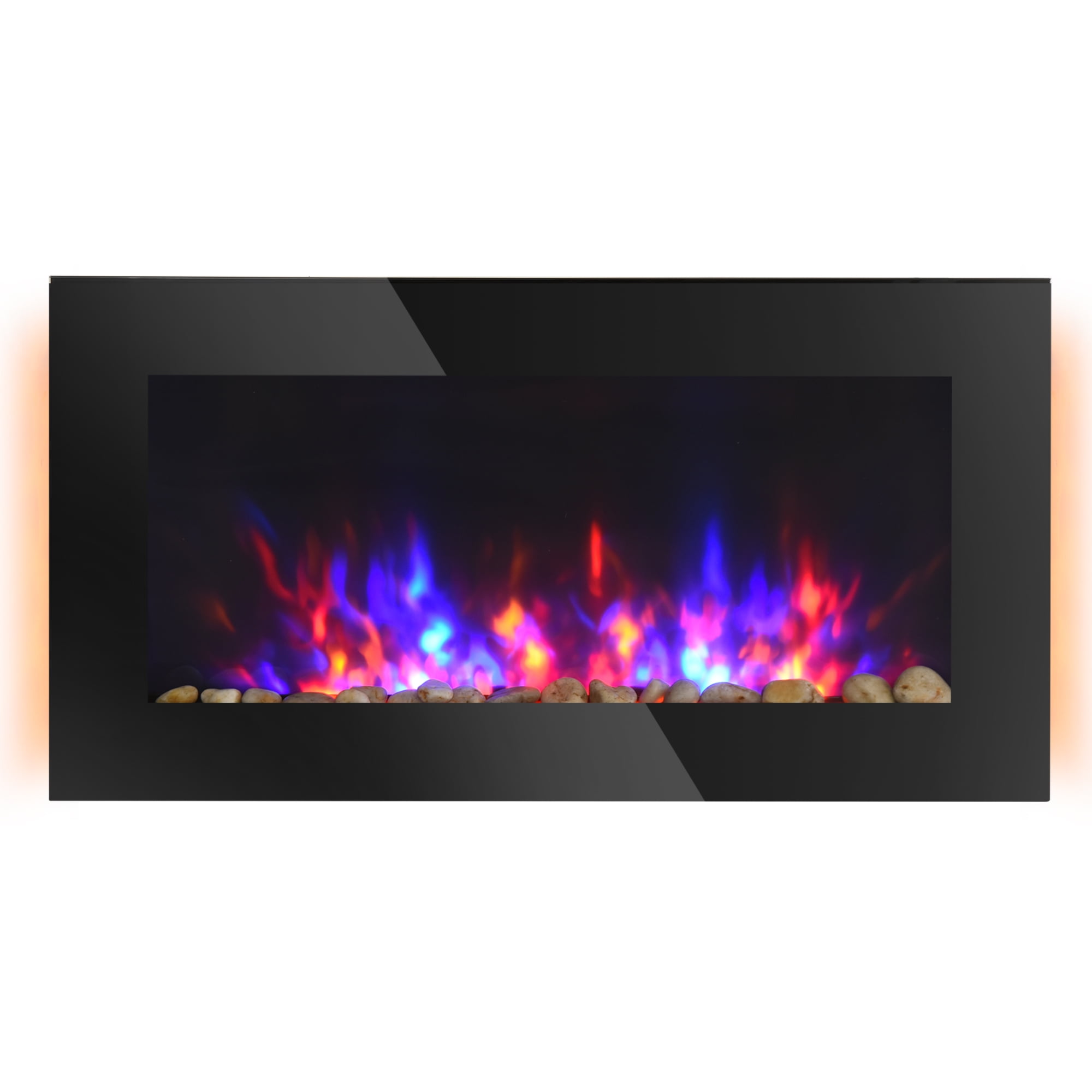 36" 1500W Electric WallMounted Fireplace with Flame Effect, 7