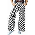 thumbnail image 5 of Womens Casual Checkered Pants Elastic Waist Comfy Loose Wide Leg Pants with Pockets, 5 of 8